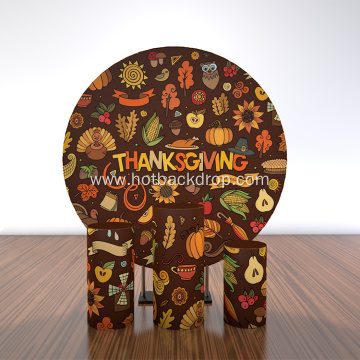 008 Festival Thanksgiving Food animals Round Stand Backdrop